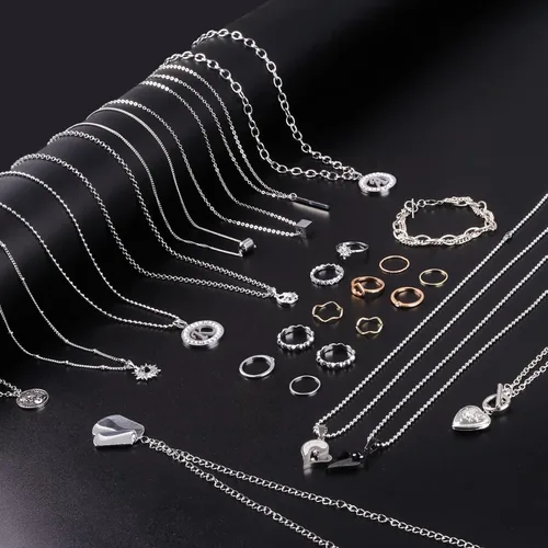 Miniatura 5 de Cadenas de collar para fabricación de joyas, 78.7 pies, 10 rollos de cadenas de joyería de acero inoxidable para hacer collares, pulseras, joyería