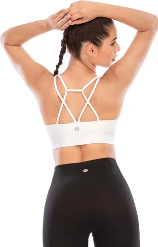 Miniatura 49 de Brasieres deportivos para mujer, con relleno, tipo camiseta sin mangas, sexis, con espalda cruzada, de alto impacto, largos, ideales para practicar