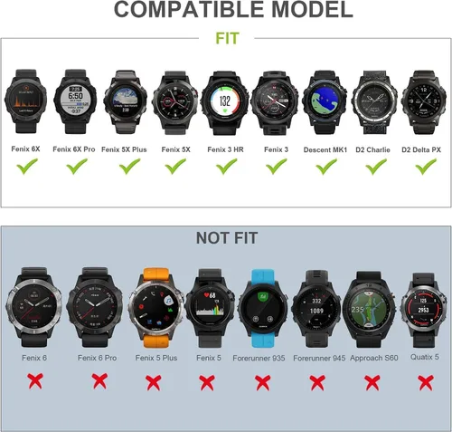 Miniatura 6 de Compatible con Garmin Fenix 5X, correa de silicona de repuesto para Garmin Fenix 5X/Fenix 5X Plus/Fenix 6X/Fenix 6X Pro/Fenix 7X/Fenix 7X