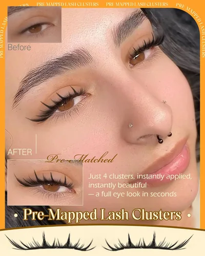 Miniatura 4 de JIMIRE Manga Lash Racimos de pestañas Wispy racimos de pestañas con aspecto de ojo de zorro, extensiones de pestañas naturales en racimo