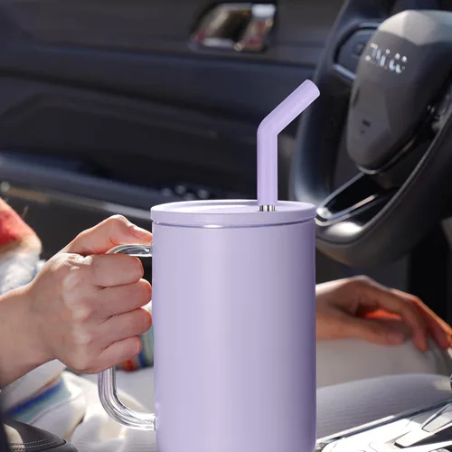 Miniatura 3 de Tomorotec Pajitas de 40 onzas, popote de acero inoxidable de 13 pulgadas con punta extensora de silicona para vaso Stanley Adventure Quencher