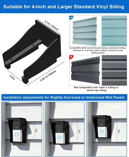 Miniatura 3 de Cubierta de vinilo para timbre de puerta de timbre de video timbre, cubierta resistente a la intemperie, cubierta antideslumbrante para timbres