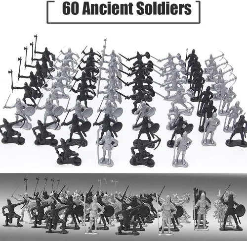 Miniatura 2 de 60 piezas figuras de soldados medievales modelo de soldados del ejército romano antiguo estatuas soldados de la edad media infantería arquero