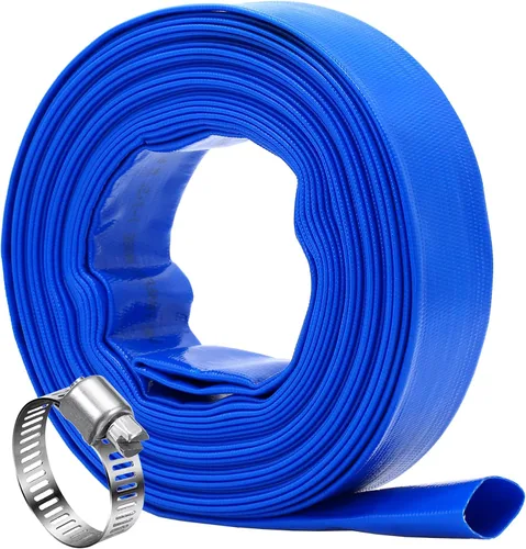 Miniatura 16 de DAVCO Manguera de retrolavado de piscina de 1.25 pulgadas x 50 pies, manguera de bomba de descarga de agua plana de PVC azul reforzado resistente