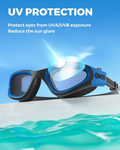 Miniatura 3 de OMID - Gafas de natación polarizadas P2, gafas antivaho para natación para hombres y mujeres adultas Lente ahumada con marco azul negro B5