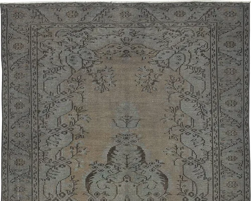 Miniatura 4 de 6x9.5 Ft Vintage Rug Over-Dyed in Gray for Modern Interiors, Handmade in Turkey