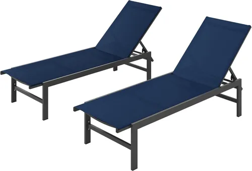 Miniatura 17 de Vexwalx Sillón para exteriores para piscina, tumbonas de aluminio con sillón reclinable de 5 posiciones, silla de patio para patio trasero, junto a