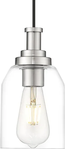 Miniatura 19 de Zeyu Lámpara Colgante Moderna de Oro, Lámpara Colgante de Vidrio de 1 Luz para Cocina y Comedor, Soporte de Vidrio Transparente, Acabado en Negro