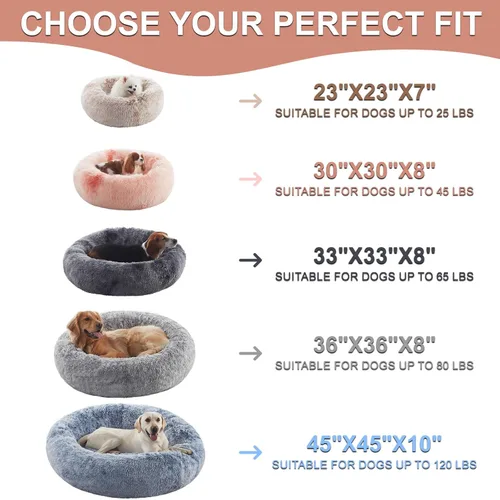 Miniatura 7 de Cama para Perros con Forma de Dona de 45 Pulgadas para Perros Extra Grandes, Cama Redonda Esponjosa Calmante Jumbo para Mascotas con Funda Removible