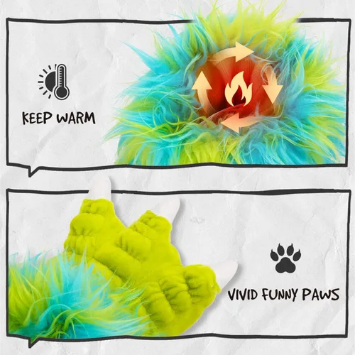 Miniatura 5 de Enifine Pantuflas peludas de animales para niños y adultos, con suela de gamuza antideslizante, divertido disfraz de Halloween, cosplay, pantuflas