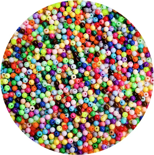 Miniatura 54 de BONNY BOXX 2000 piezas 4 mm cuentas redondas de acrílico de zafiro suave, bolas de plástico de chicle de burbujas, cuentas gruesas de bolas