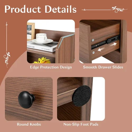 Miniatura 5 de GOFLAME Cómoda de 3 cajones con estante, organizador de almacenamiento moderno de 44 pulgadas de alto con diseño antiinclinación, cómoda