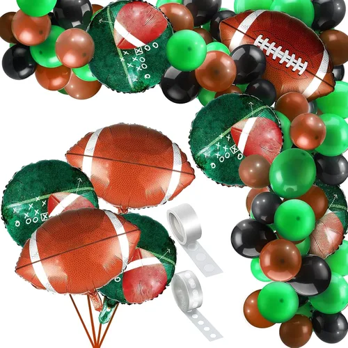 Skylety Juego de 97 globos de fútbol, 6 globos de papel de aluminio, 90 globos de látex y tira larga de globo para decoraciones de fiestas de