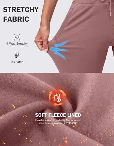 Miniatura 38 de G Gradual Pantalones deportivos con forro polar para mujer, de cintura alta, resistentes al agua, térmicos, para invierno, correr, senderismo
