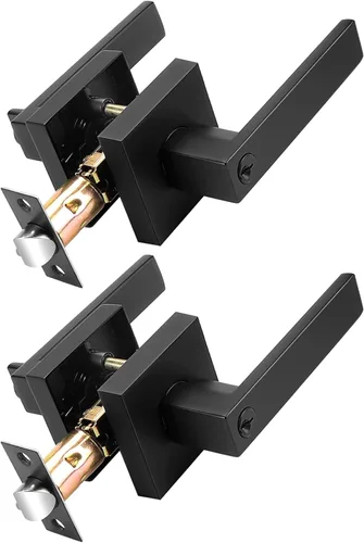 Miniatura 24 de Probrico Paquete de 4 manijas de puerta simuladas en negro mate, manijas interiores que no giran, manijas reversibles resistentes para interiores