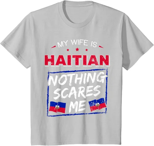 Miniatura 64 de My Wife Is Haitian Republic of Haiti Heritage Roots - Camiseta con bandera, Negro, S