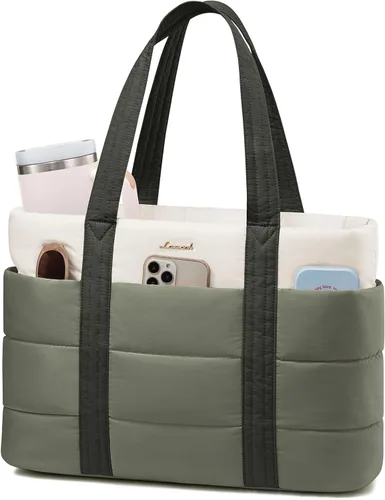 Miniatura 8 de LOVEVOOK: bolsa de mano para mujer, bolsa de trabajo grande acolchada para laptop, bolsa de viaje ligera con cremallera, regalos para mujer