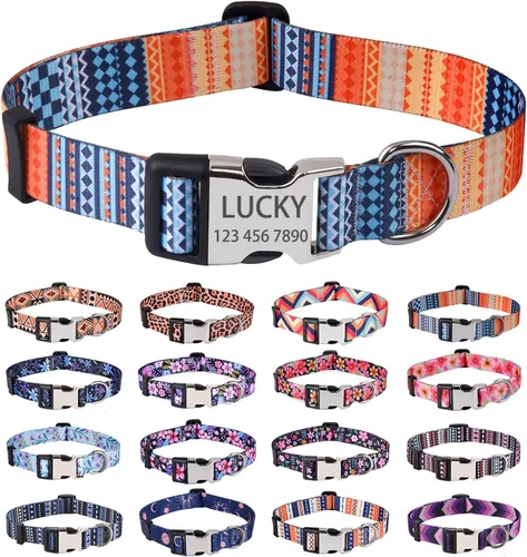 Miniatura 7 de Collares de perro personalizados – Collar floral personalizado con nombre y número de teléfono – Tamaños ajustables para perros pequeños, medianos