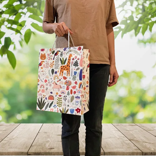 Miniatura 3 de Bolsa de regalo de animales coloridos divertidos de 13 pulgadas para niños, mediana y grande