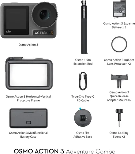 Miniatura 5 de DJI Osmo Action 3 Combo de aventura, cámara de acción impermeable con 4K HDR, profundidad de color de 10 bits, HorizonSteady, resistente al frío