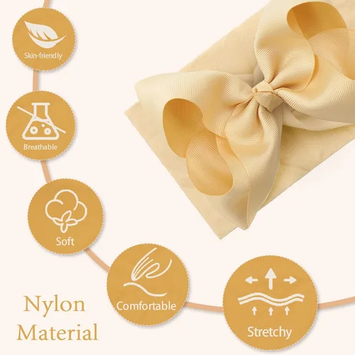 Miniatura 3 de 12 diademas de 6 pulgadas para bebé, diademas de nailon suave, con lazo grande, súper elásticas, para bebés, niñas recién nacidas y niños pequeños