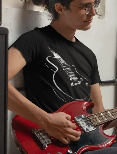 Miniatura 3 de Camisa de guitarra para hombre, músico, guitarrista, impresa, para hombre