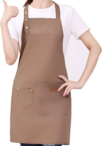 Miniatura 14 de Delantales para mujeres y hombres con bolsillos, correas ajustables, impermeable, lona para cocina, cocinero, camarera, servidor