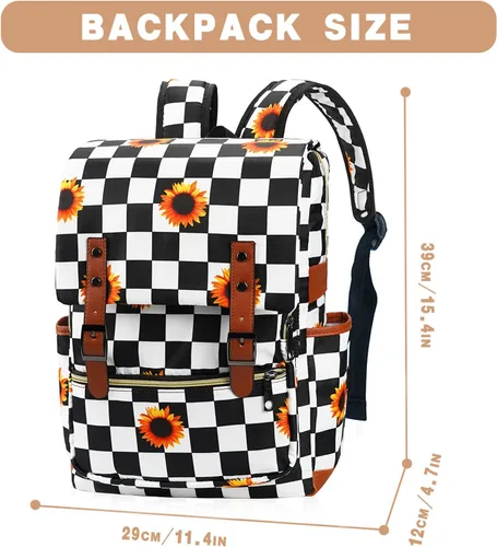 Miniatura 2 de MCWTH Mochila vintage para laptop para mujeres y hombres, bolsas escolares delgadas de 15.6 pulgadas con puerto de carga USB para estudiantes