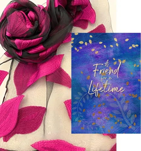 Miniatura 3 de Smiling Wisdom - NUEVO - Amistad - Reason Season Lifetime Friend Tarjeta de felicitación y bufanda Set de regalo - Best Friend Women BFF (Fuchsia)