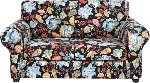 hyha Funda para sofá, fundas para sofá biplaza, diseño floral, elásticas, estampadas, 3 piezas, fundas para sofá de 2 cojines separados, protector