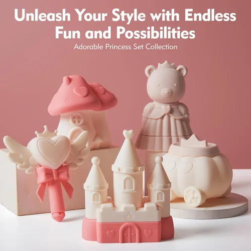 Miniatura 3 de MarcZero Juguetes de Baño de Silicona Princesa 8 Piezas para Niños Pequeños Niños Bebés, Juguetes de Agua para Bañera, Juguetes de Piscina Suaves