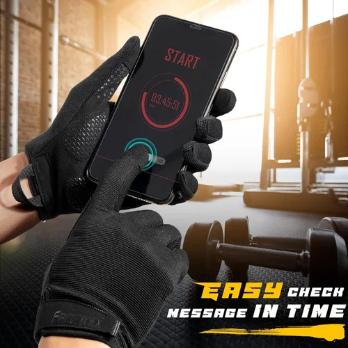 Miniatura 5 de FREETOO Guantes de entrenamiento de dedo completo para hombres, guantes de gimnasio acolchados con excelente agarre y protección de palma