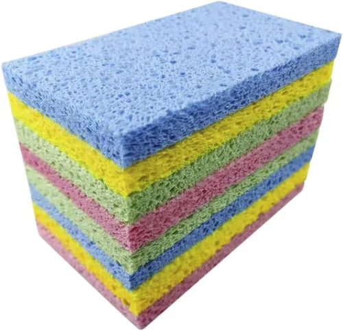 Miniatura 5 de Paquete de 8 esponjas de celulosa emergentes, grandes, comprimidas, ecológicas y sin plástico para cocina, baño y hogar