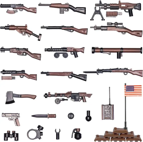 Miniatura 14 de 51 piezas de figuras de soldados de juguete, armas de camuflaje de Estados Unidos, juego de juguetes de batalla del ejército, paquete de armas, kits