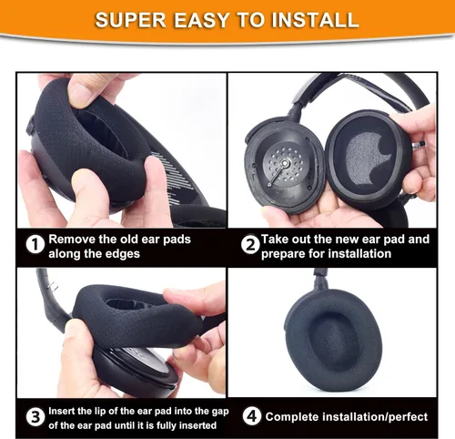 Miniatura 5 de Defean Almohadillas de tela de malla de repuesto compatibles con auriculares SteelSeries Arctis Nova Pro Wired, Nova Negro
