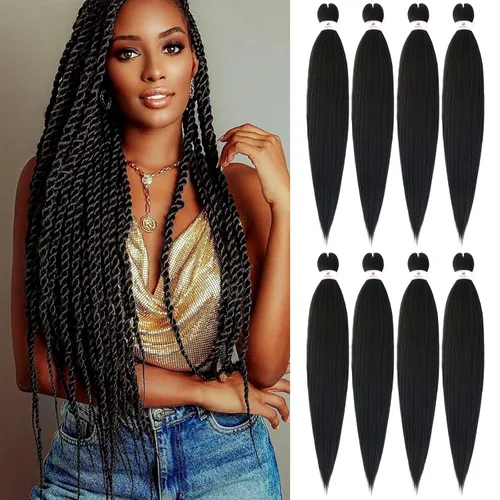 Miniatura 27 de Beyond Beauty - Trenzas preestiradas de cabello profesional sin picazón, ajuste de agua caliente, fibra sintética, textura Yaki, extensiones