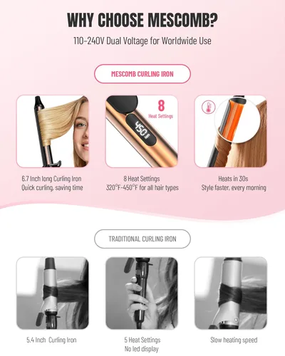 Miniatura 6 de 1.25 Inch Long Barrel Curling Iron – Ceramic Extra-Long Wand for Smooth Curls & Long-Lasting Beach Waves