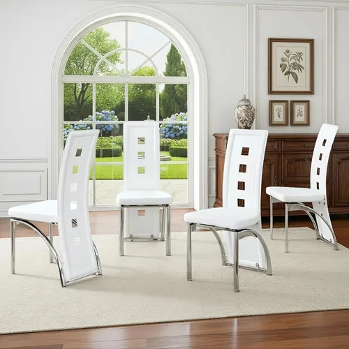Miniatura 12 de Juego de 2 sillas de comedor modernas, juego de 2 sillas de comedor negras, sillas de cocina tapizadas de piel sintética con patas de metal dorado