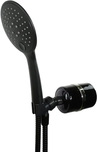 Sistema de Filtración de Energía para Ducha de Mano de Lujo Crystal Quest - Negro - Libre de BPA | 1.25-2.5 GPM | Cartucho Reversible | Excelente