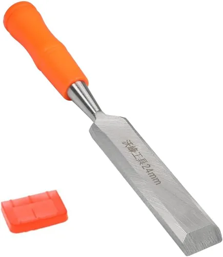 Utoolmart Cincel de madera para carpintería 24mm/0.94" ancho cabeza plana tallado cincel de acero de alto carbono y mango de PVC para carpintería
