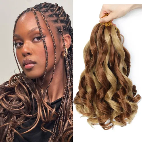 Miniatura 52 de WIPPORYA Cabello Rizado Francés para Trenzar de 24 Pulgadas, 6 Paquetes de Cabello Ondulado Suelto Elástico para Crochet Pre-Estirado 3.53