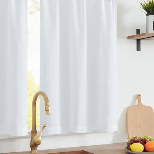Miniatura 8 de jinchan - Cortinas de lino a rayas para cocina de 20 pulgadas de largo, cortinas de varios niveles, estilo granja moderna de café, tratamientos