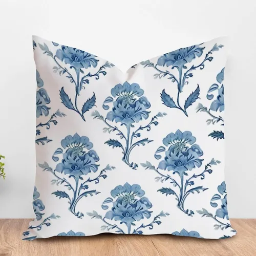 Miniatura 17 de ArogGeld Chinoiserie - Funda de cojín con diseño de pagoda asiática azul índigo, diseño cuadrado de flores y pagoda asiática, para oficina, silla