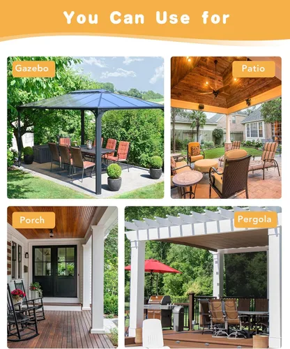 Miniatura 6 de HolidayIdeas Cortinas impermeables para patio, 4 paneles, 54 x 84 pulgadas, protección de privacidad y filtrado de luz, cortinas exteriores con Negro