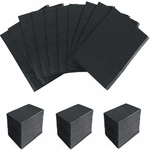 Baberos dentales desechables impermeables, 125 piezas de baberos de tatuaje, baberos impermeables para tatuaje (negro)