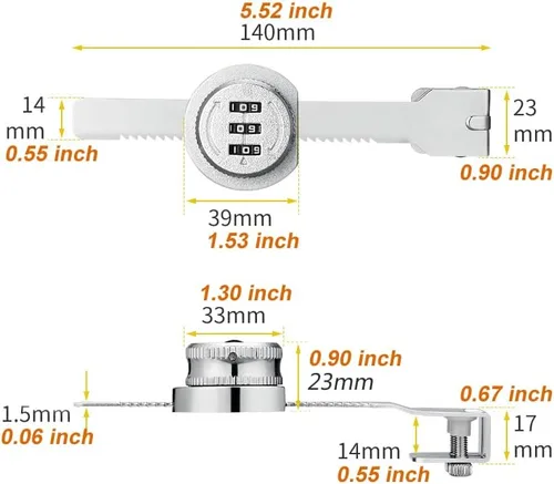 Miniatura 5 de ETEKJOY Cerradura de trinquete sin llave para puerta corredera de cristal vitrina vitrina vitrina gabinete combinación de contraseña digital 3 Negro