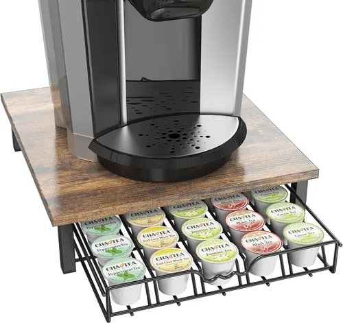Miniatura 8 de Deco Brothers - Cajón de almacenamiento de cápsulas de café K-Cup de vidrio templado de cristal para 30 cápsulas, cromado Cromo con tapa de cristal