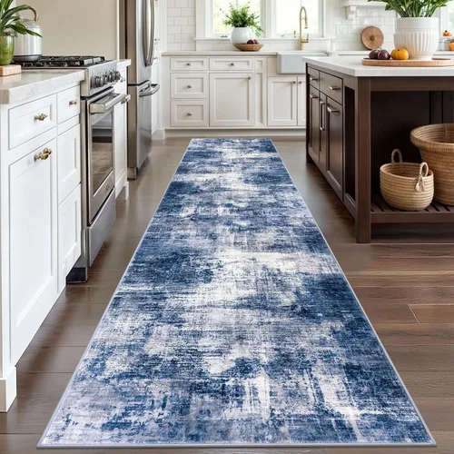 Miniatura 887 de IOHOUZE Alfombra abstracta lavable de 3 x 12 pies para pasillos, antideslizante para cocina, camino de entrada de lana sintética para interiores