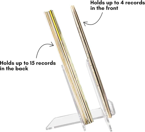 Miniatura 3 de Americanflat Soporte para discos de vinilo de 7.8 x 7.5 pulgadas, acrílico transparente con estante frontal y almacenamiento trasero, capacidad