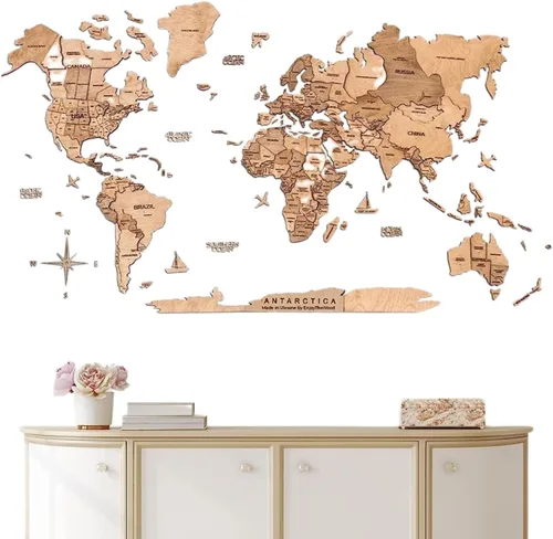 Miniatura 14 de ENJOY THE WOOD Decoración del hogar, mapa del mundo de madera 3D, arte para pared, decoración de pared grande, mapa de viaje del mundo, todos